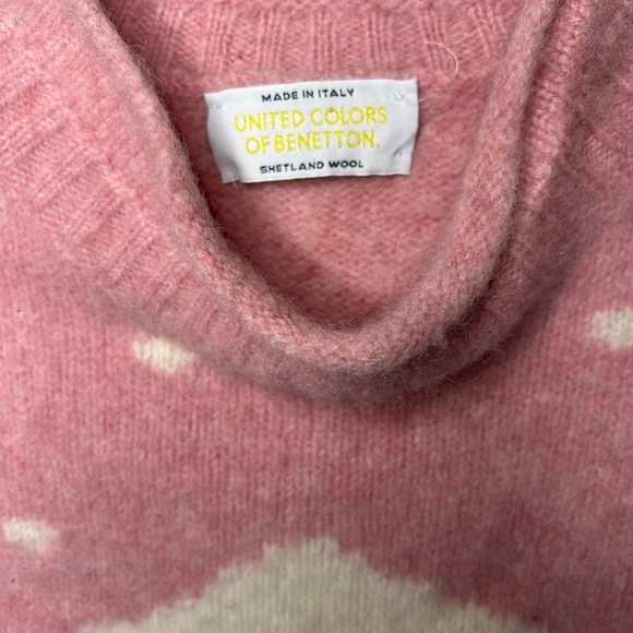 Benetton Vintage Shetland Wool Sweater Eskimo and Igloo figures made in Italy- S - Picture 10 of 16